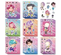 24 hojas de pegatinas para niños de Hunte - DIY Dibujos Animados Movie Sticker Set de pegatinas de maquillaje para niñas y niños, ideal para recompensas de clase, manualidades inspiradas en anime y