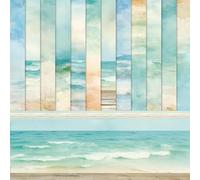 24 Hojas Papel de álbum de recortes, 15,2 X 15,2cm Papel de Scrapbooking Playa Océano Azul, Paper Decoupage decorativo de álbum scrapbook para DIY Artesanía Tarjetería Envoltorio de regalo (A)