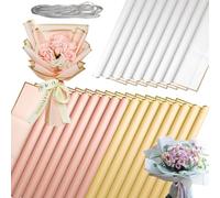 24 Hojas Papel Floristería para Envolver Ramos, Papel Floral impermeable Equipado con una cinta gris de 10 cinta para Envolver Regalos, Material de Embalaje Flores, Manualidades (58 x 58 cm)