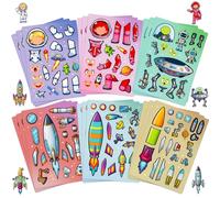 24 hojas para hacer tus propias pegatinas, pegatinas de caras del espacio con extraterrestres, astronautas y naves espaciales, pegatinas de manualidades para decoración de fiestas y recompensas