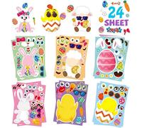 24 Hojas Pegatinas Pascua DIY Collage Stickers Pascua Conejo Huevo Vaca Cerdito Ovejas Polluelo Pegatinas de Pascua para Relleno de Cesta de Páscoa, Envoltura de Regalos, Tarjeta de Felicitación (B)