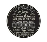 24 Hours Open Man Only Garage Rules Black White Vintage Round Sign Placa De Aluminio Retro, Decoración De Pared Vintage Para Casa, Bar, Garaje Y Granja 20x20cm