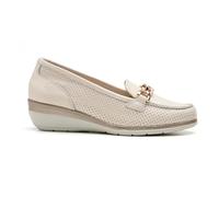 24 HRS - Mocasín de Mujer 24 HRS en Piel con Cuña 4cm - Zapato Cómodo Modelo 26711 Lino - Cuero para: Mujer Color: NAURAL Lino Talla: 40