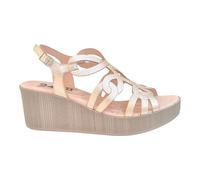 24 HRS - Sandalia 24 HRS 26780 de Mujer en Piel Grabada Metalizada Color Platino con Cuña de 6,5 cm - Cuero para: Mujer Color: ADRIAMET-Jazmin Talla: 41