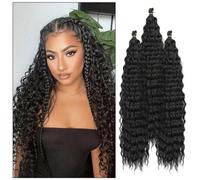 24 Inch 3 Packs Deep Wave Crochet Hair, Soft Ocean Wave Braiding Crochet Hair For Boho Braids,Goddess Box Braid, Twist Crochet Hair Soft Synthetic Deep Wave Curly Braiding Hair Extensions for Women