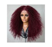 24 Inch Synthetic Lace Wigs Kinky Curly Wigs for afro Female Black Lace Front Wigs For Woman 250 Density Agrega volumen al cabello (#99J)