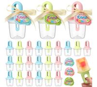 24 juegos de moldes para paletas de hielo al final de la escuela a granel, mangas reutilizables para congelador de verano con Tarjetas de verano geniales, fabricante de paletas de hielo multicolor