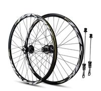 24" Juvenil Juego De Ruedas Freno De Disco QR 32H Aleación De Aluminio Llanta Rodamiento Sellado Buje MTB Rueda Delantera Y Trasera para 7-12 Velocidades Cassette(Black Gray)