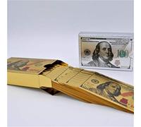 24 K oro fresco naipes con patrón de dólar papel papel póker tarjetas de lujo impermeable baraja de cartas de oro naipes de plástico