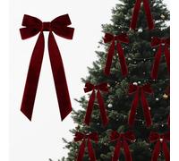 24 lazos de terciopelo burdeos para decoración de árbol de Navidad, 13 x 26 cm, adornos de Navidad para árbol, hogar, fiesta, puerta delantera, guirnalda, decoración de vacaciones (A-borgoña)