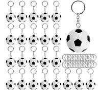 24 Llavero de Fútbol Juguete, Llavero de Recuerdo de Fútbol con 24 Llavero, Llaveros de Fútbol Blanco de Imitación Mini, Regalo de Equipo, Escuela Carnaval Recompensa Premio Fiesta de Regalo