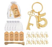 24 llaveros abrebotellas de quinceañera de 15 a granel, 15 recuerdos de fiesta de cumpleaños, llavero de cerveza 15, abrebotellas, aniversario de boda, regalos de devolución, decoraciones de fiesta o