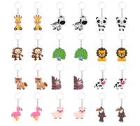 24 llaveros de silicona con diseño de animales