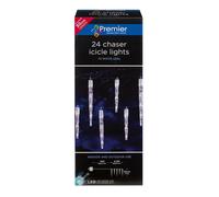 24 Luces LED Colgantes Chaser De Navidad Decoración Interior O Exterior - Blanca