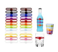 24 Marcadores de Copas de Vino Reutilizables de Silicona con Colores para Identificar tus Bebidas en Cócteles, Champán y Fiestas en Casa y Bar.