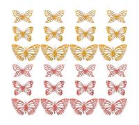 24 Mariposas Huecas Texturizadas, Decoración De Tarta Mariposa Dorada 3D