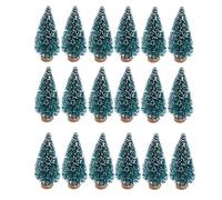 24 mini cepillos para botellas de Navidad con base de madera, mini árboles de plástico artificial para manualidades, adornos de nieve de invierno para fiesta de mesa de Navidad (azul-verde)