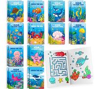 24 mini libros para colorear bajo el mar, animales del océano, recuerdos de fiesta, libro de dibujo a granel para niños, peces del océano, fiesta de cumpleaños, fiesta de sirena, bolsa de regalo,