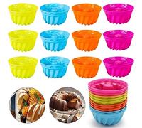 24 mini moldes de silicona para hornear moldes de silicona para tartas, tortas en espiral, para hacer pasteles, postres, chocolate, pudín y gelatina, 24 unidades