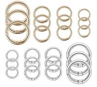 24 mini mosquetones redondos de 13/16/19/25 mm, llavero pequeño, anillo de bolsillo, anillo de bolsillo de aleación de zinc para bolsos, manualidades, manualidades, colgantes, oro y plata