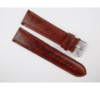 24 mm extra larga de grano de becerro Inglés auténtico piel correa para reloj hebilla acolchado SS XL marrón