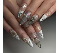 24-Pack de Prensa de Almendras Acentuado Uñas Falsas Reutilizables Para Mujeres Durable Portátil Arte De Uñas