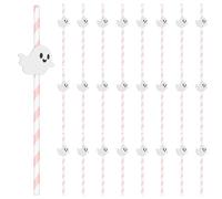 24 Pajitas De Papel Rosa Para Halloween, Linda DecoracióN Rosa De Halloween, Suministros Para Fiestas, Adecuadas Para Fiestas De CumpleañOs,Cute Halloween Party Supplies