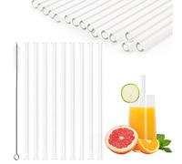 24 Pajitas de Vidrio Transparente, Pajitas Transparentes Reutilizables, pajitas Rectas para Vasos, con 1 Cepillo de Limpieza, Adecuado para Batidos, Cócteles y Bebidas Líquidas Normales