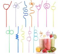 24 Pajitas Reutilizables de Plástico PET con Forma Espiral Pajitas Divertidas Coloridas para Cumpleaños Fiesta Infantil Verano Escuela Boda Cócteles Bebidas Decoración para Niños y Adultos