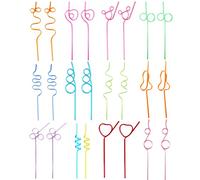 24 Pajitas Reutilizables para Niños 12 formas Pajitas Anudadas Pajitas Rizadas Pajitas Cóctel Pajitas Fiestas Cumpleaños Niños para Jugo Leche Cócteles Decoraciones Favores De Fiesta