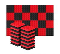 24 paneles de espuma acústica piramidal insonorizante para estudio, 25 x 25 x 5 cm, para aislamiento acústico y absorción de sonido, color negro y