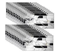 24 paneles de pared 3D autoadhesivos, 10 x 20 cm, diseño de ladrillo imitado, adhesivos de mosaico, adhesivos de pared impermeables para decoración de baño, cocina, dormitorio (A*2)