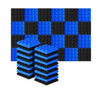 24 paneles de tratamiento de absorción de sonido de espuma acústica de 25 x 25 x 5 , color negro y azul