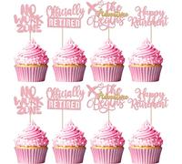 24 paquetes de decoración para tartas de jubilación Happy Retirement Jubilación No Work Zone Cumpleaños Decoración para Niñas Decoración Oficialmente Retirada Tema Pastel Decoración para Cumpleaños