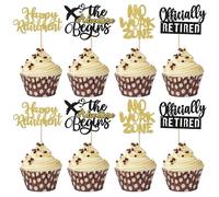 24 paquetes de decoración para tartas de jubilación Happy Retirement Jubilación No Work Zone Cumpleaños Decoración para Niñas Decoración Oficialmente Retirada Tema Pastel Decoración para Cumpleaños