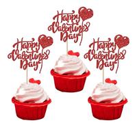 24 paquetes Happy Valentine's Day Cumpleaños Decoración de Tartas Dulce Amor Corazón Decoración de San Valentín Cupcake Topper para San Valentín Boda Día de San Valentín Ducha Cumpleaños Fiesta