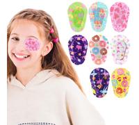24 parches adhesivos para niños, coloridos bloqueadores de luz, transpirables, desechables, opacos, de algodón, fáciles de pelar, sin látex, vendajes para el cuidado de los ojos de 3 x 2 pulgadas, 12