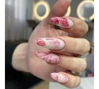 24 PC Día de San Valentín Cobertura Completa Clavos Falsos Forma de Almendra Uñas Consejos Fácil de Presionar En El Palillo