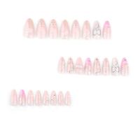 24 PC Día de San Valentín Stick en las uñas Encaje francés Uñas postizas 3d Arcos Prensa Uñas Manicura Suministros Para Mujer