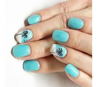 24 PC Gaviolas Artificiales Uñas Cuadradas Cortas Cubiertas Completas Uñas Falsas Varilla Brillante En Las Uñas Prensa De Árbol De Coco En Las Uñas