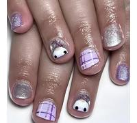 24 PC Palillo Brillante En Las Uñas Muñeco De Nieve Artificial Prensa Cuadrado Completo Para El Invierno