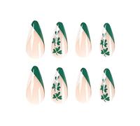 24 PC Presionan En Nails-St. Patrick's-Day Almond Fake- Con Diseños De Pegamento Acrílico En Falsificaciones Para Mujeres Uñas Falsas De Almendra Cubierta Longitud Media Con Pegamento