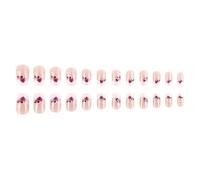 24 PC San Valentín Prensa En Uñas Cuadrado Corto Clavos Falsos Varilla Del Corazón En Las Uñas Uñas De Acrílico Francés