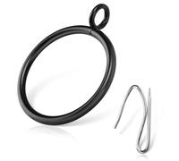 24 PCS 2.0-Inch Black Eyelet Curtain Rings with 30 PCS Curtain Pins for Curtain Black Drapery Rings Fit Up to 1.8-Inch Curtains Rod