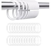 24 Pcs Anillas Cortina Ducha de Plástico, Anillas para Cortinas, Anillas Cortinas en Forma de C, para Barras de Ventana de Ducha, de Plástico Resistente, Diámetro Interior 4.5x2.9cm, Blanco