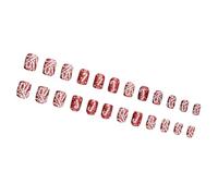 24 PCS Candy Cane Cubiertas Completas Stick On Nails Christmas False Square Press On Artificial For Women Girl
