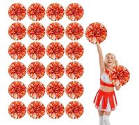 24 Pcs Cheerleading Pom Poms,13.7inch Cheerleader Pompoms with Finger Holes,Fit for Team Spirit Sports Dance Cheering (Bronze and Silver)