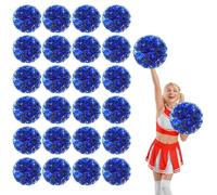 24 Pcs Cheerleading Pom Poms,13.7inch Cheerleader Pompoms with Finger Holes,Fit for Team Spirit Sports Dance Cheering (black + blue)