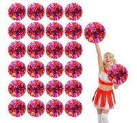 24 Pcs Cheerleading Pom Poms,13.7inch Cheerleader Pompoms with Four finger payment,Fit for Team Spirit Sports Dance Cheering (Bronze and purple)