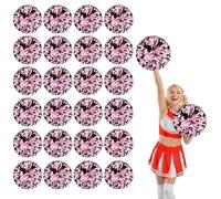 24 Pcs Cheerleading Pom Poms,13.7inch Cheerleading Handheld Squad Pompoms for Sports Team Cheer Spirit Games Dance Party Adults (Black+Pink)